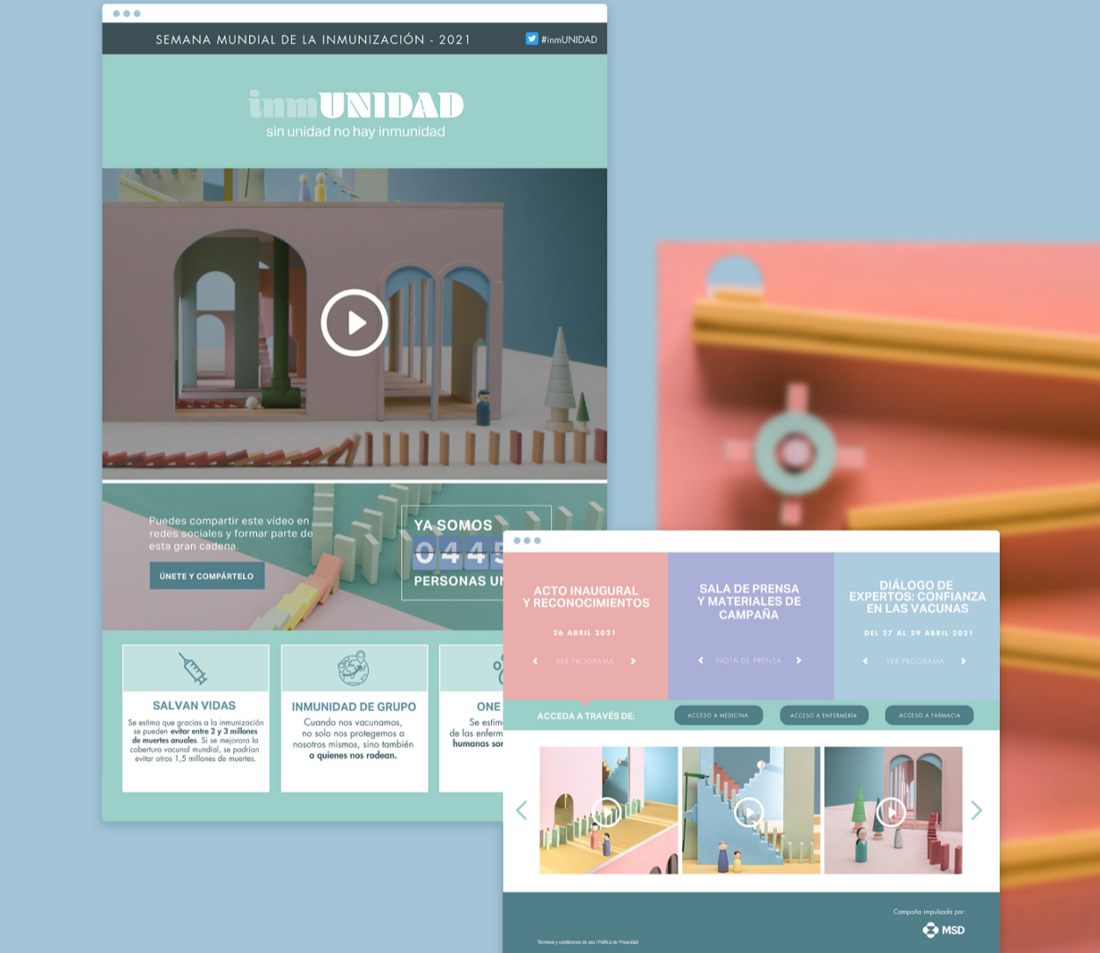 Plataforma web de inmUNIDAD: vídeo, contador de personas unidas, agenda de encuentros y materiales