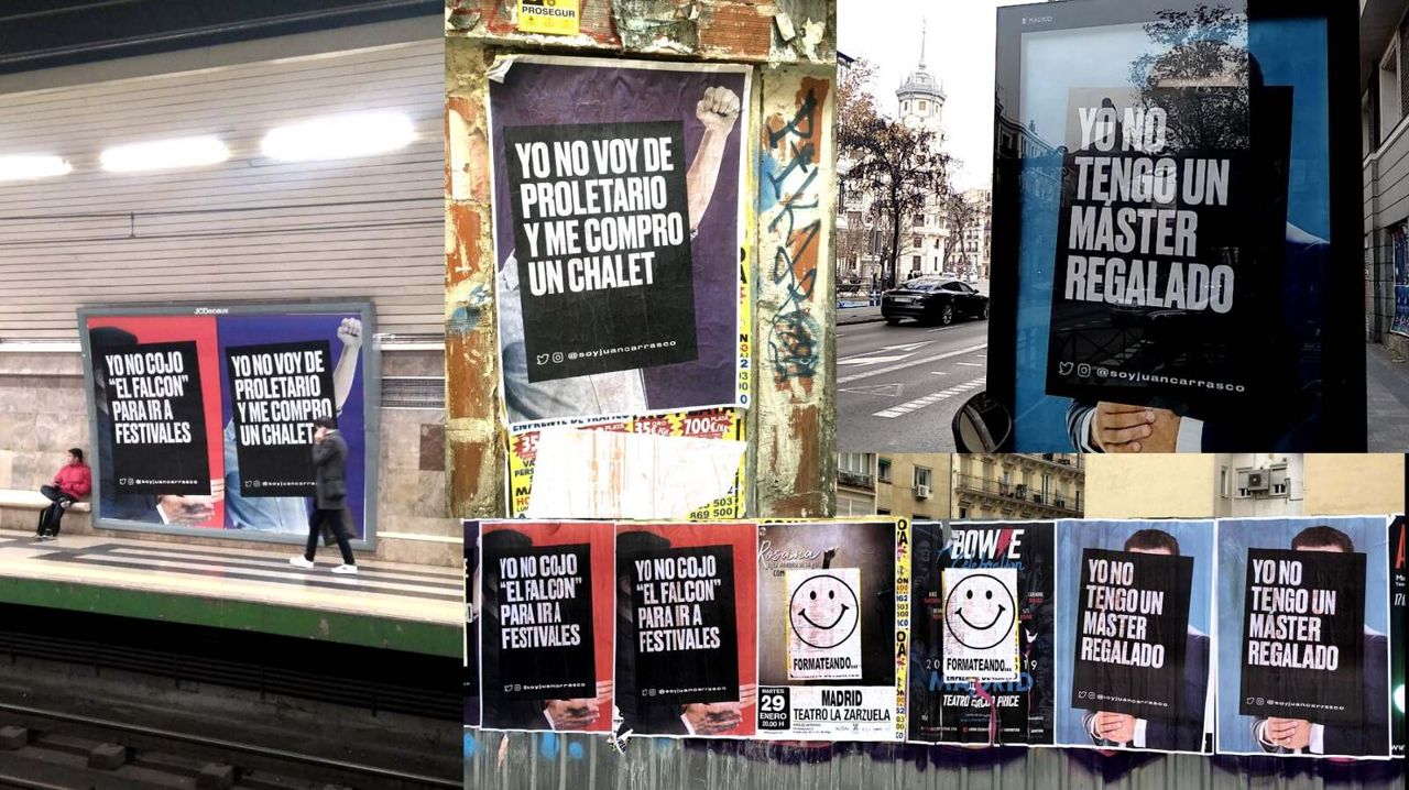 Gráfica exterior de Vota Juan: carteles en metro, mupis y calles de Madrid